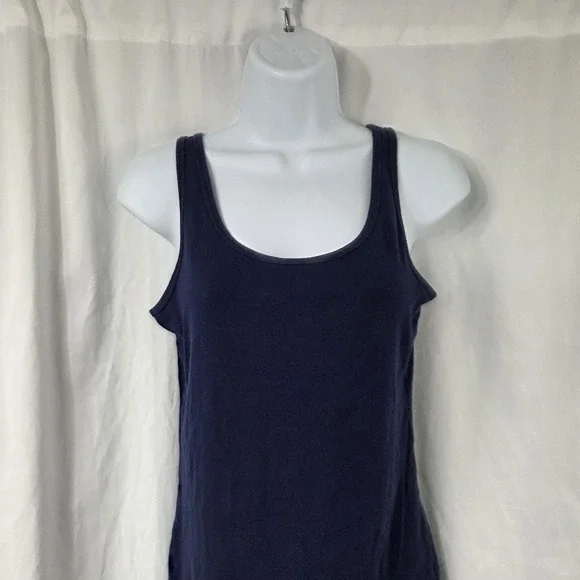 Time And Tru Tank Top Womens Medium Blue Scoop Neck Basic Stretch Shirt - Picture 2 of 9